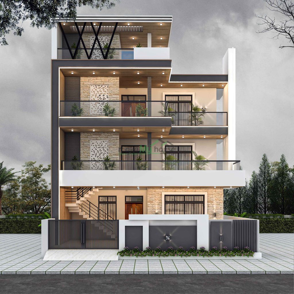 Modern elevation design 2BHK