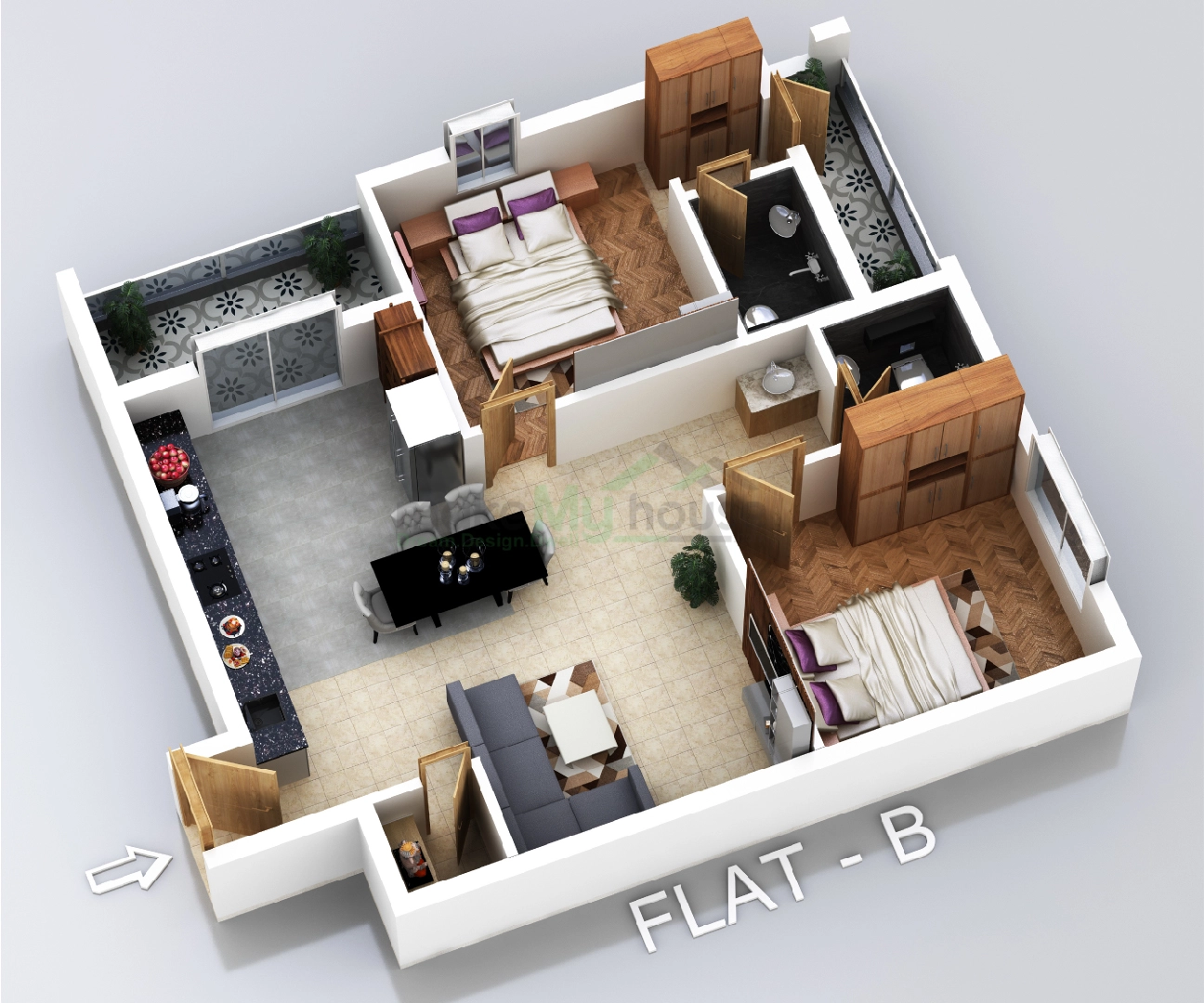 Small House 2Bedroom Floor PLan