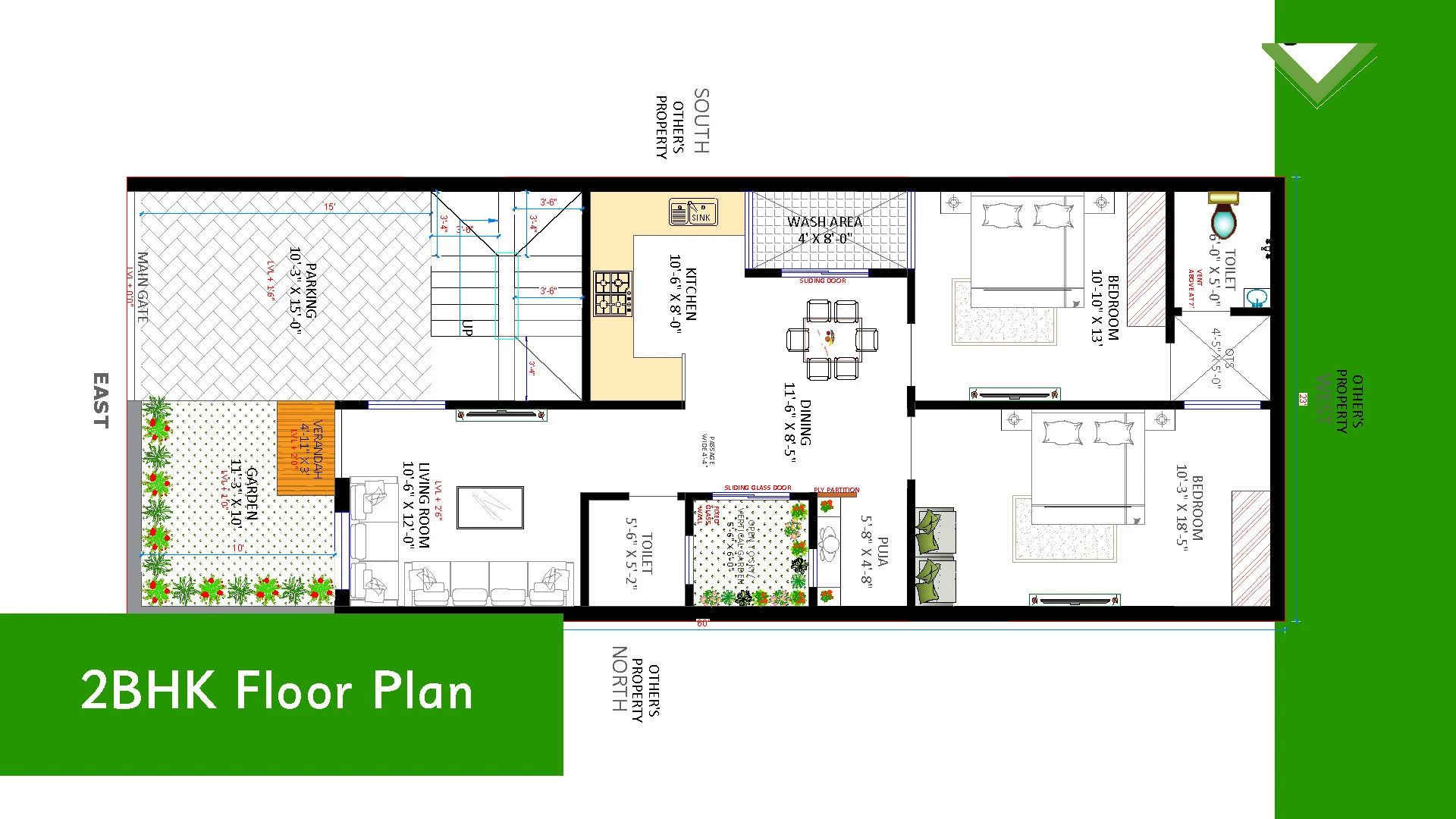 two bedroom house design plan