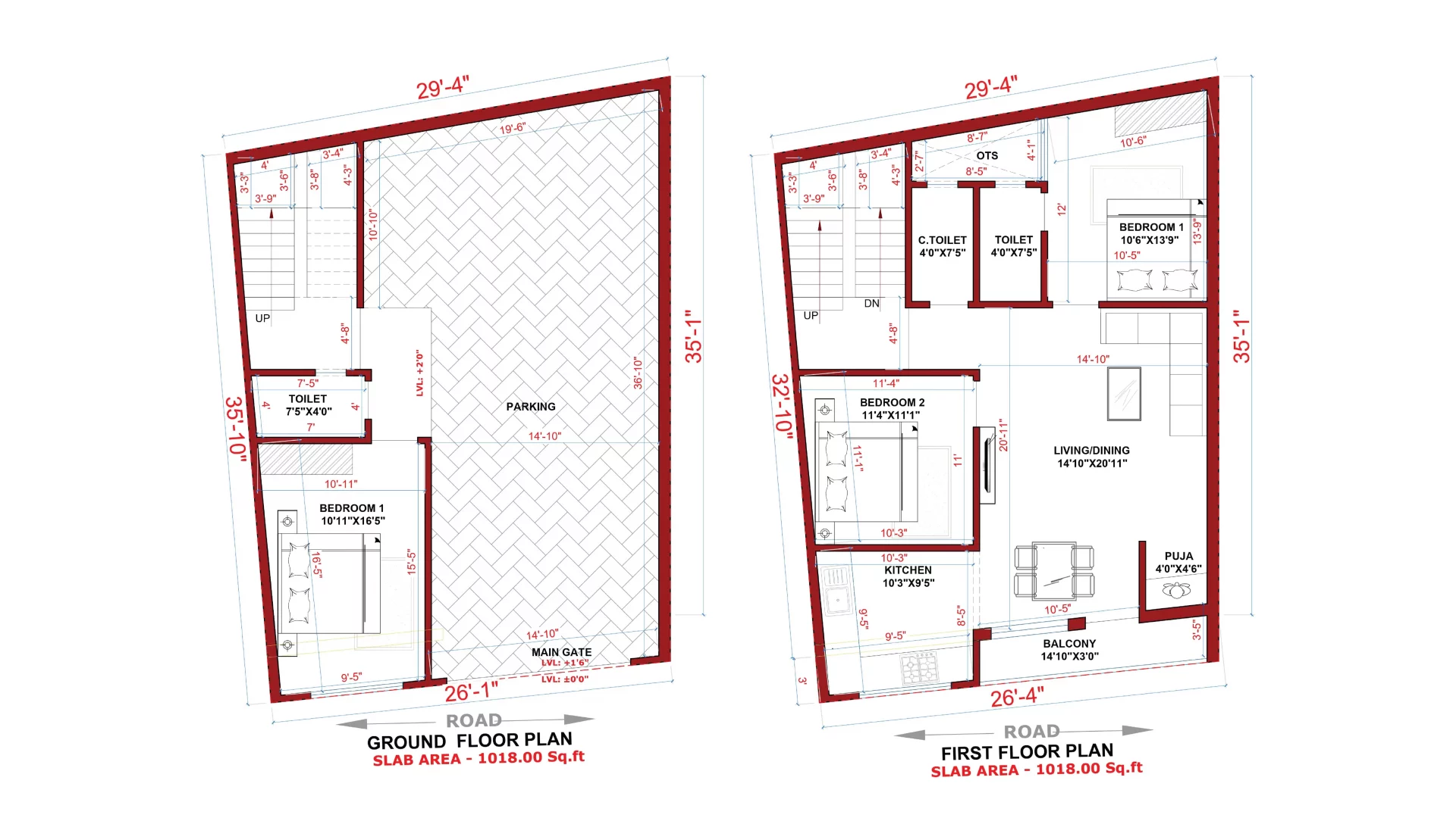 30 x 35 small two bedroom floor plans