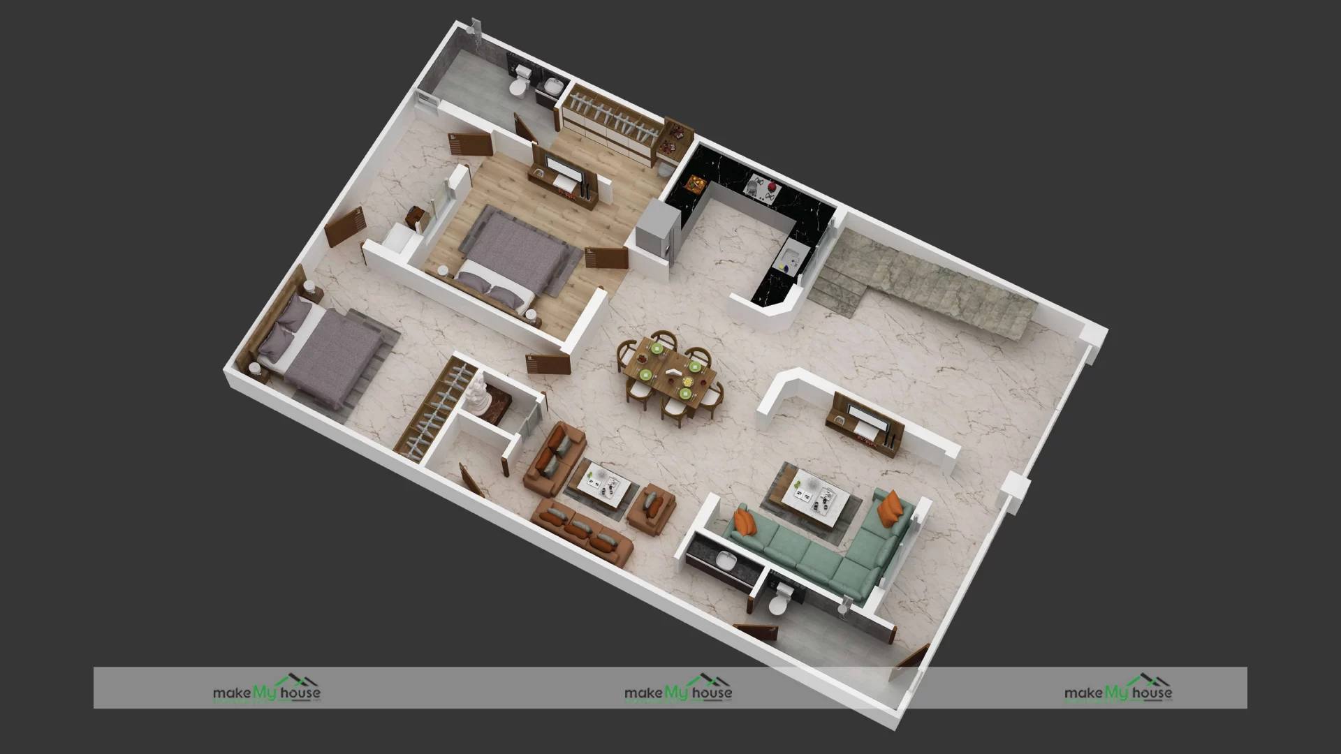 Two bedroom open concept house plans