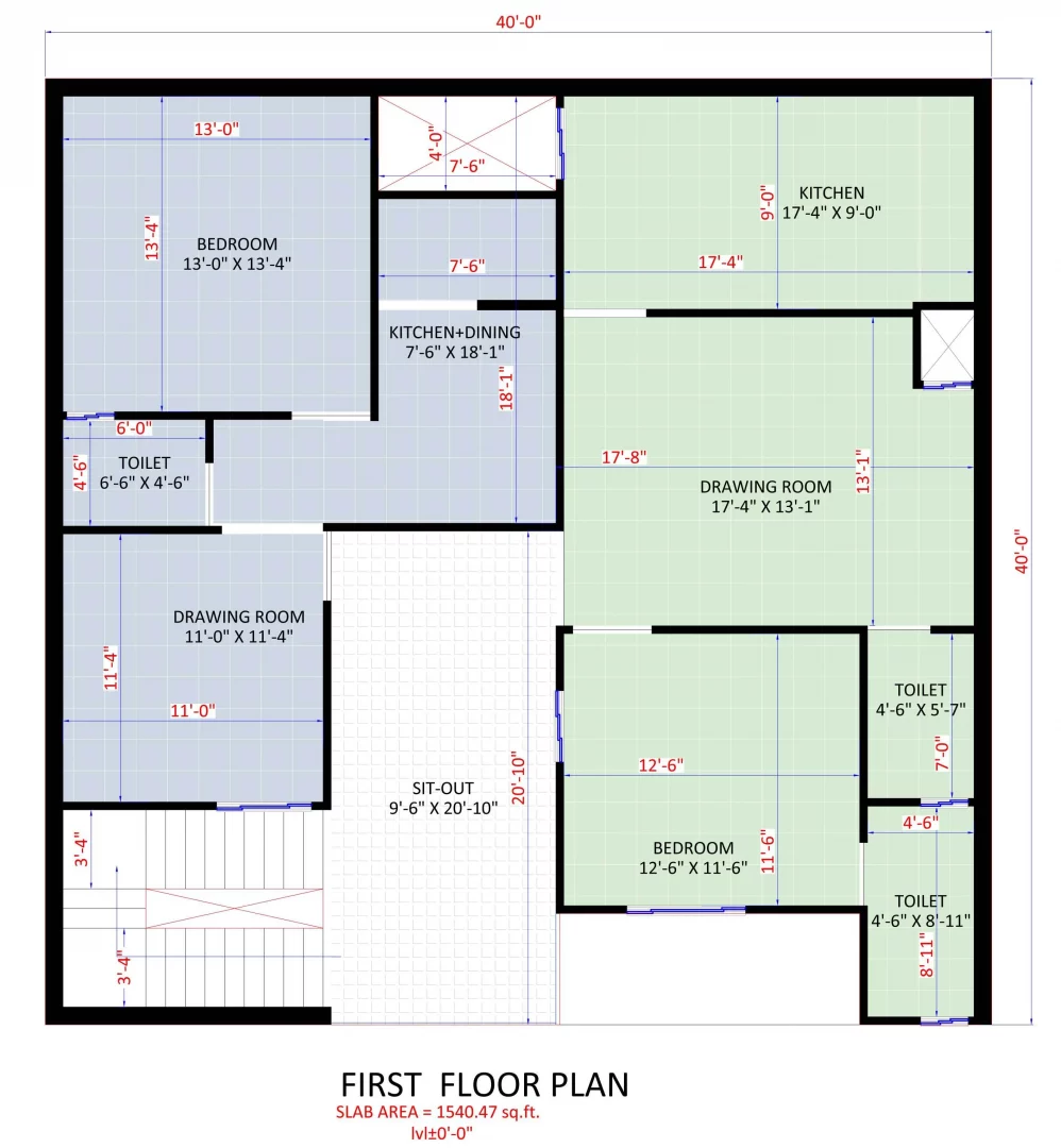 40x40 House Plans with Modern Elevation & Layout