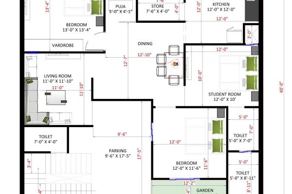 40x40 House Plans with Modern Elevation & Layout