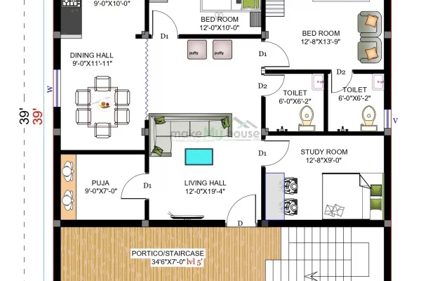 Budget-Friendly 2-Bedroom Tiny House Plans