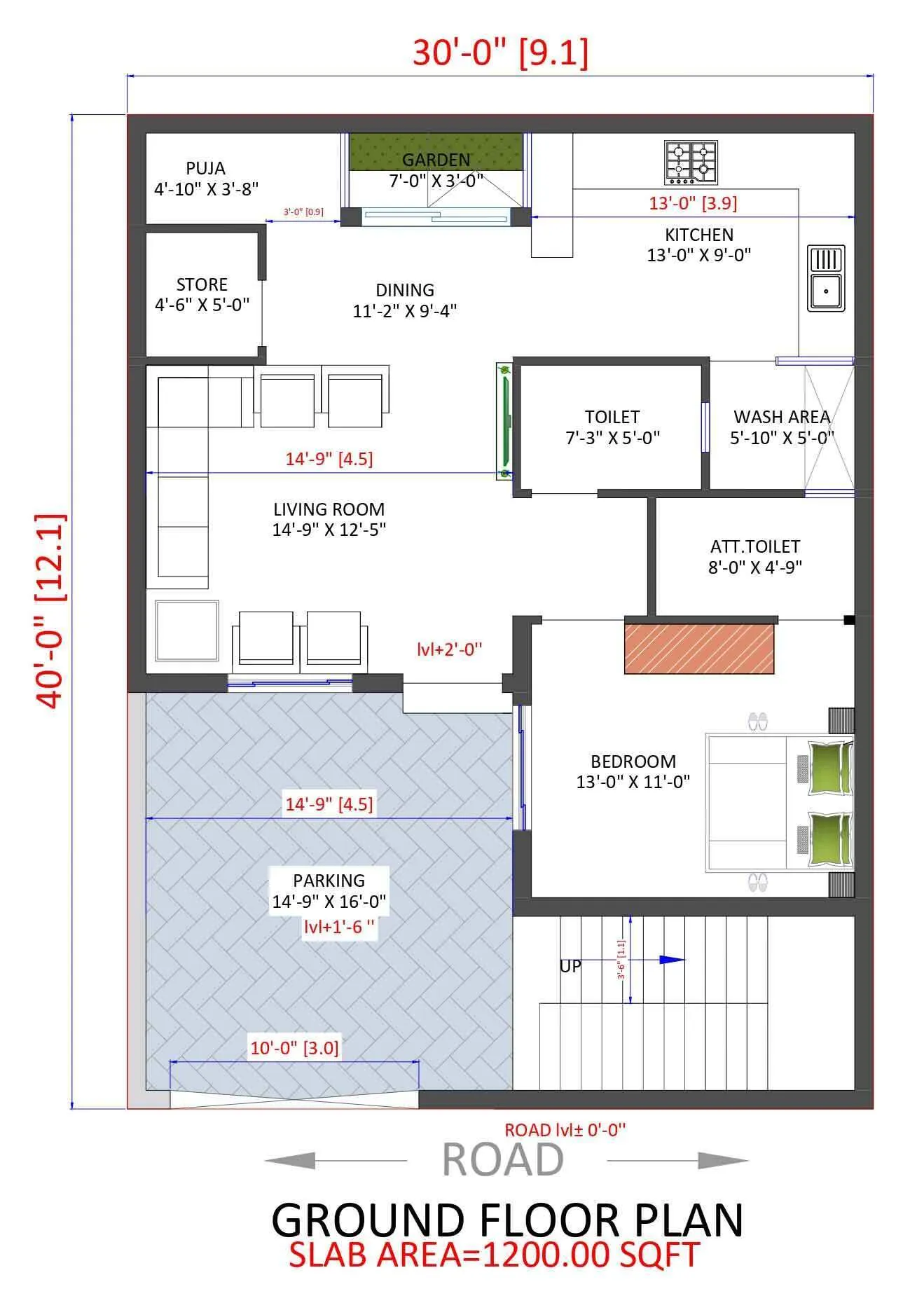 30x40 House Plans with Modern Design India