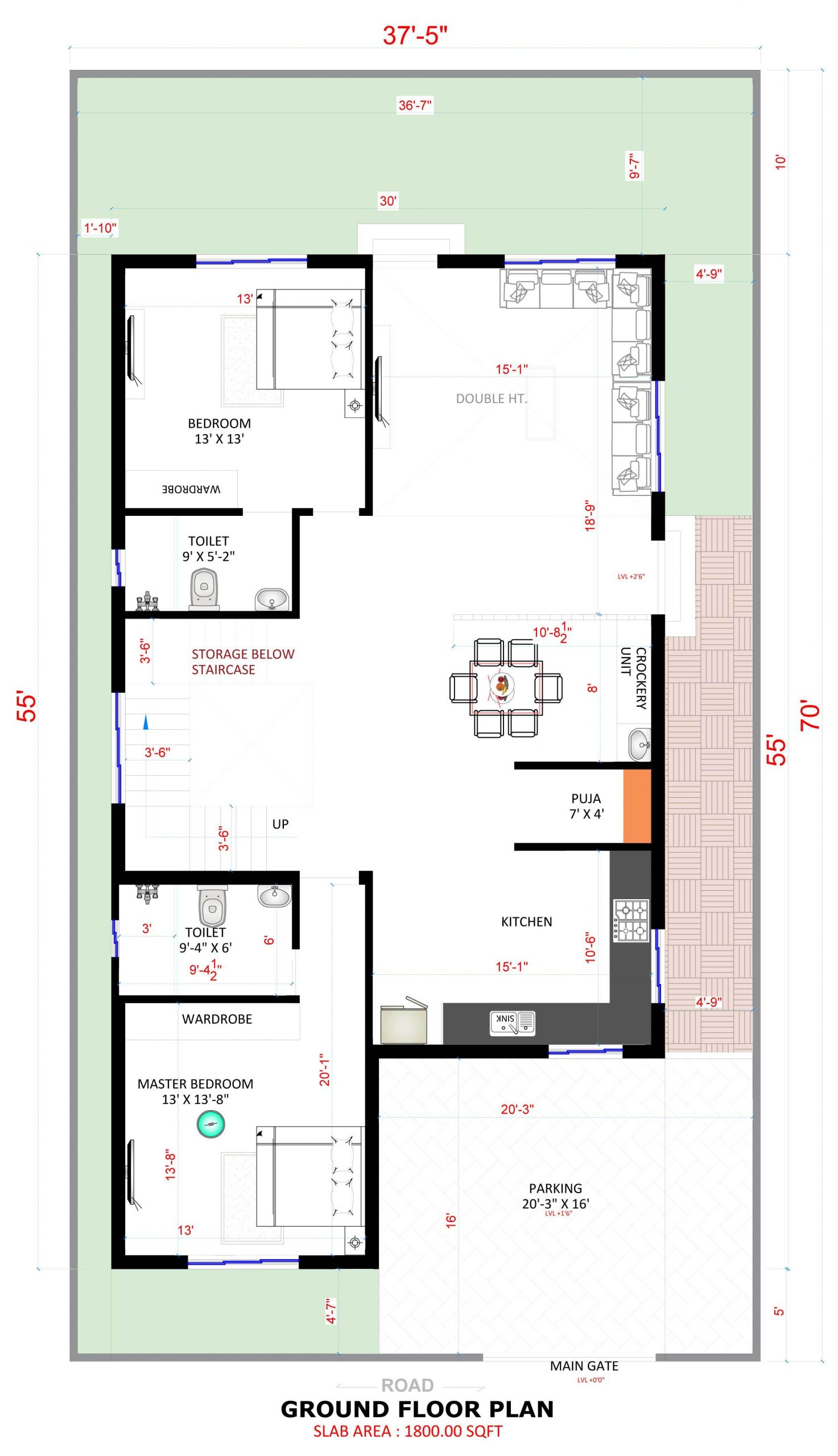 Duplex House Plan Design with Interior & Elevation